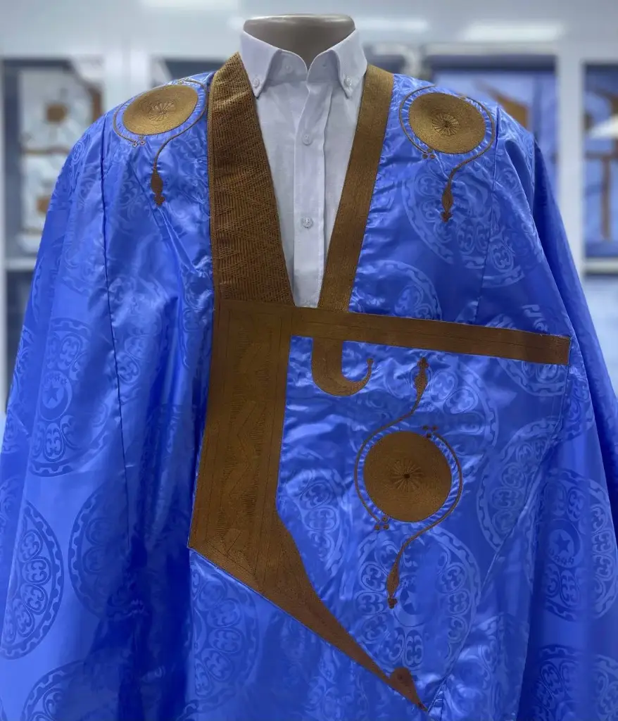 Azbi  bleu fonce  – boubou 8m avec pantalon lhbeyl 1355