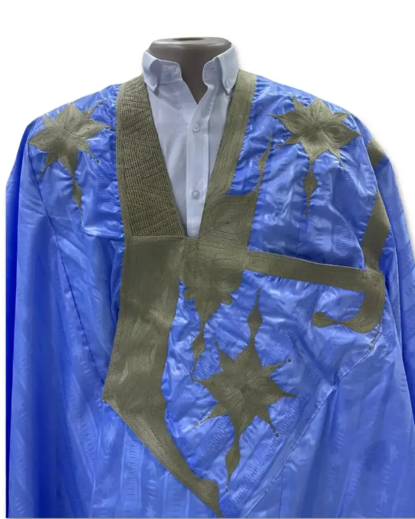 getzner bleu eclair  – boubou 8m avec pantalon 1806