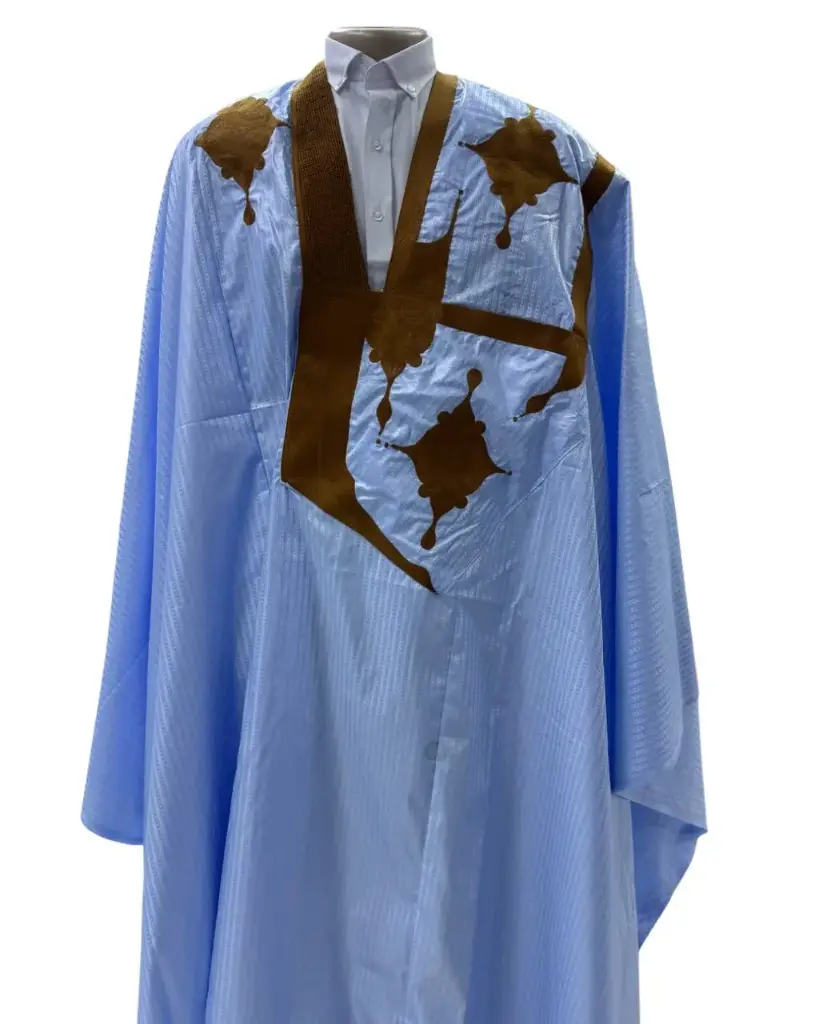 Azbi  bleu ciel  – boubou 8m avec pantalon,1105