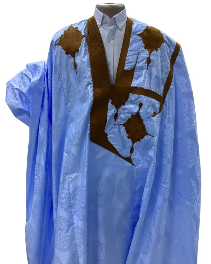 Azbi  bleu ciel  – boubou 8m avec pantalon  – boubou 8m avec chaye, 1141