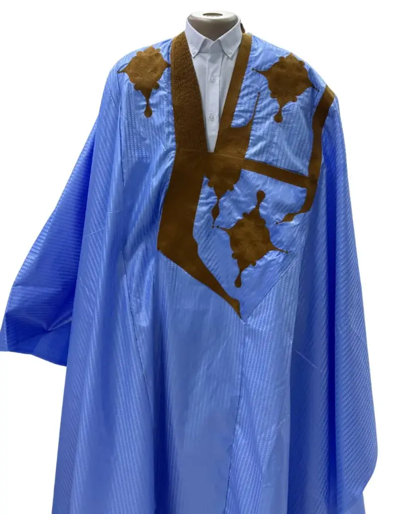 Azbi  bleu éclair  – boubou 8m avec chaye 1241