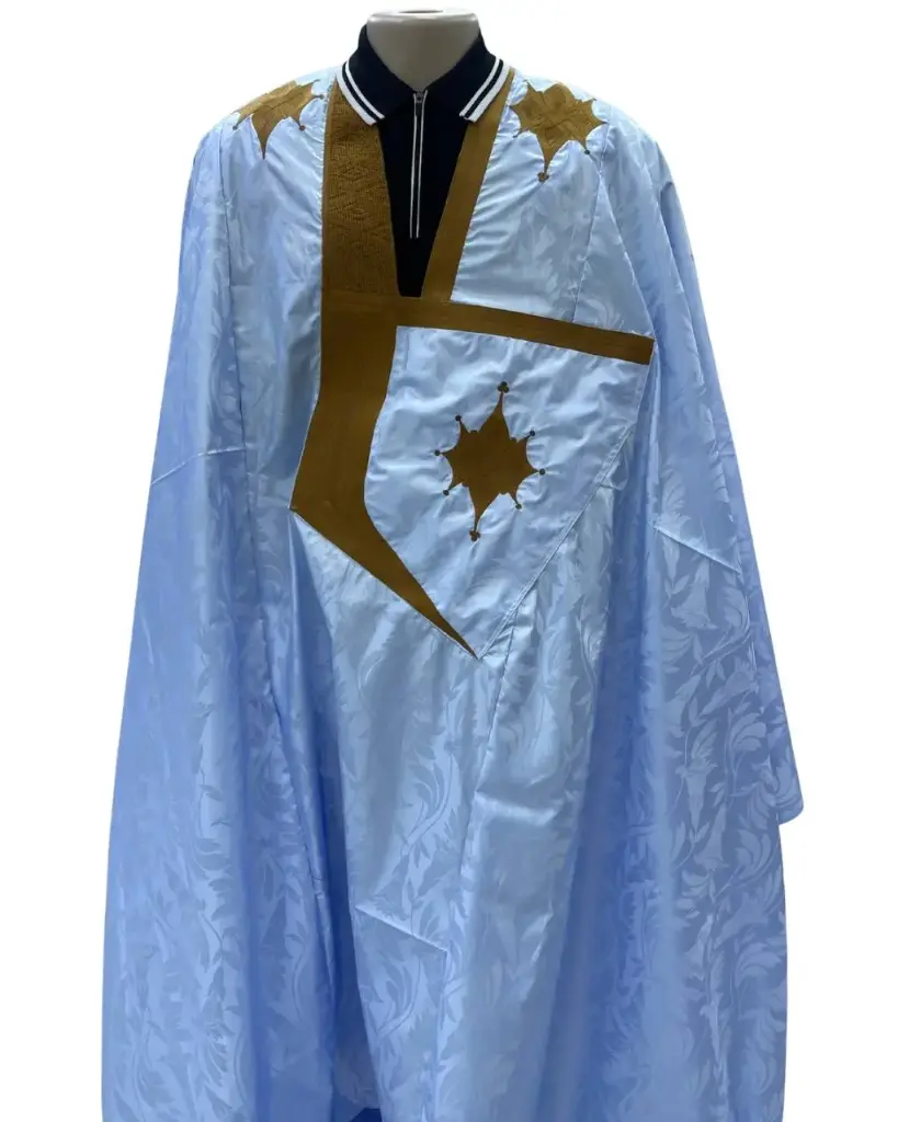  Azbi  bleu ciel  – boubou 8m avec pantalon, lhbeyl 1152 