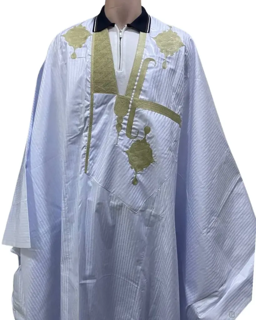 بزاه الأناقة أبيض دراعة 8م بانتلوه مخيط 001