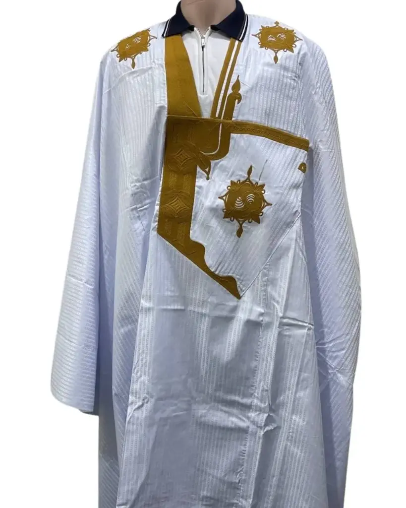 بزاه الأناقة أبيض دراعة 8م بانتلوه مخيط 003