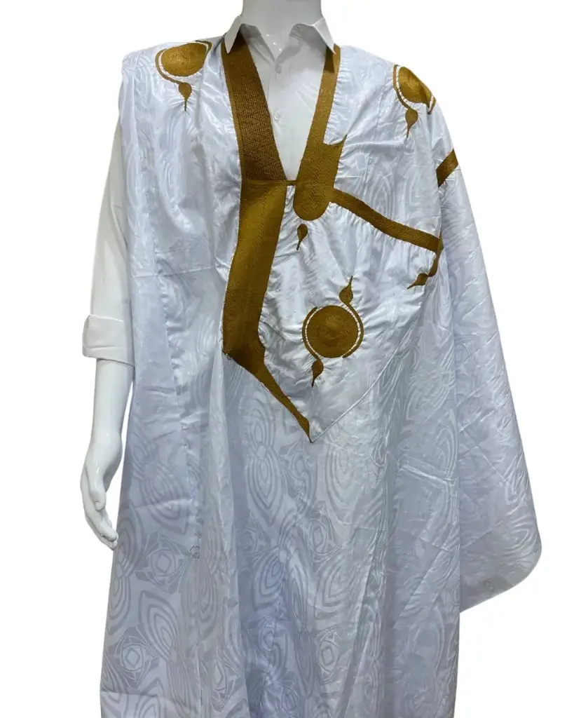 أزبي أبيض دراعة 8م بانتالوه خياطة ليد 001 