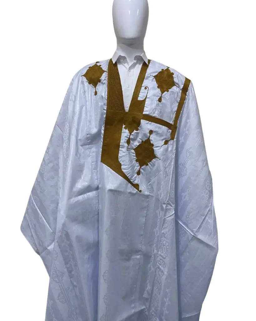  Azbi blanc – boubou 8m avec pantalon, design moderne   1036