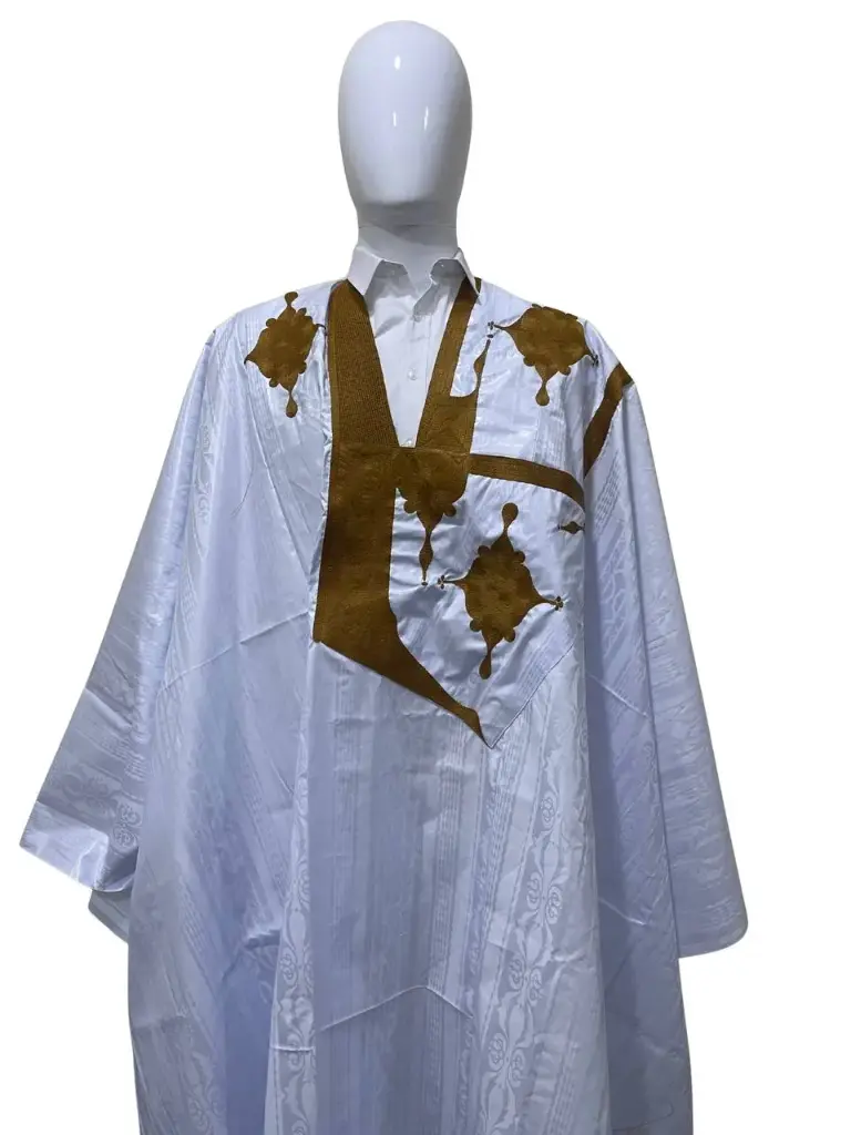  Azbi blanc – boubou 8m avec pantalon, design moderne 1037