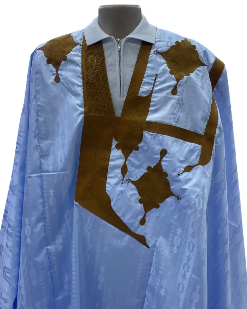 getzner bleu ciel  – boubou 8m avec pantalon 1706