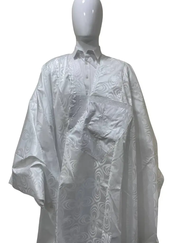 getzner blanc  – boubou 8m avec pantalon simple 1634