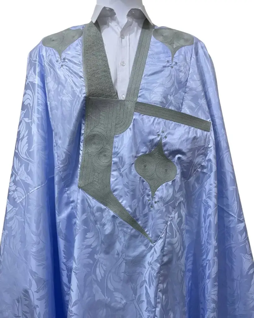  Azbi  bleu ciel  – boubou 8m avec pantalon, lhbeyl 1151 