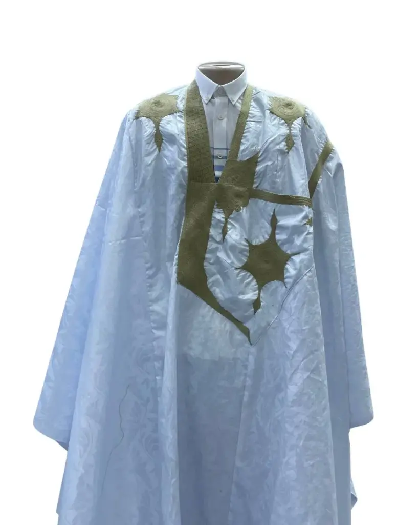Azbi blanc – boubou 8m avec pantalon , couture faite à la main  1076