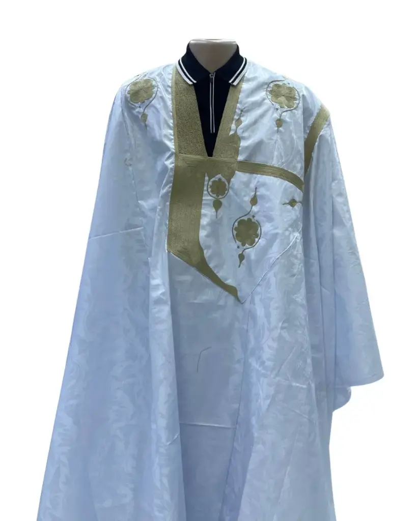 Azbi blanc –boubou 8m avec pantalon 1023