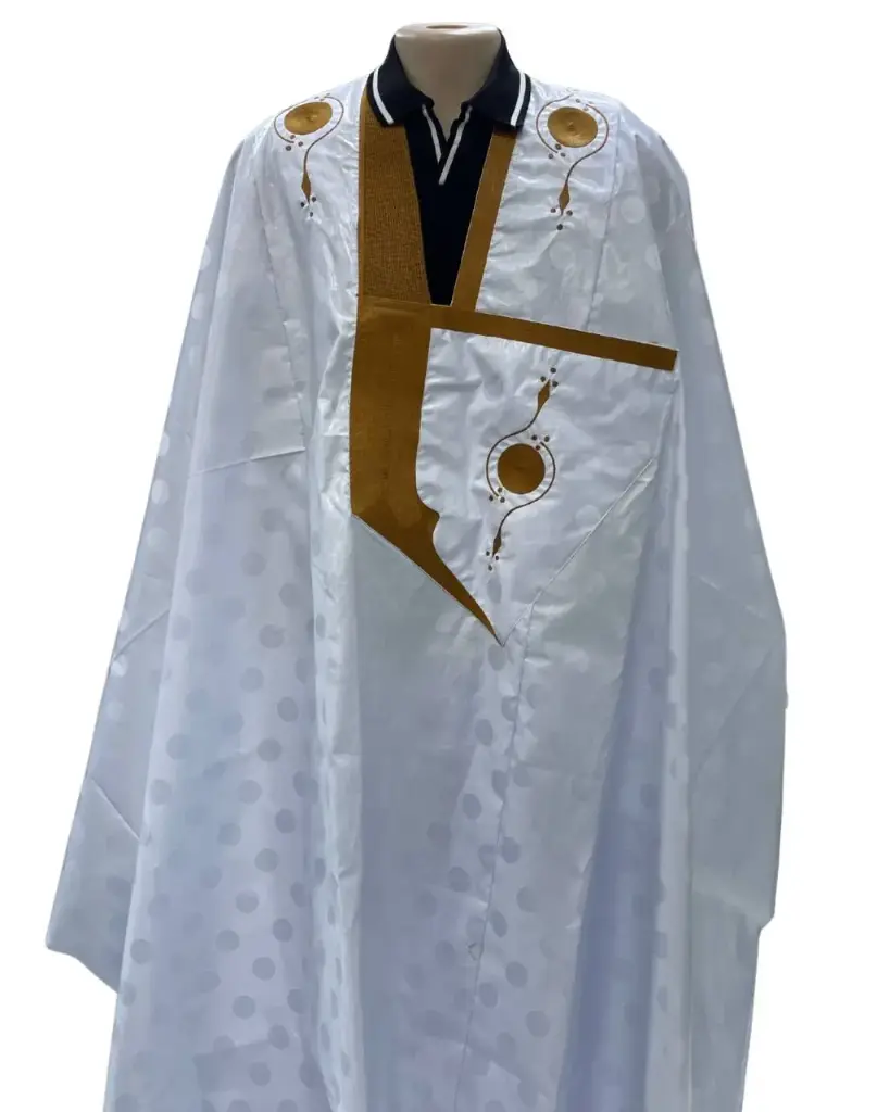   Azbi blanc –boubou 8m avec pantalon lihbail 1057