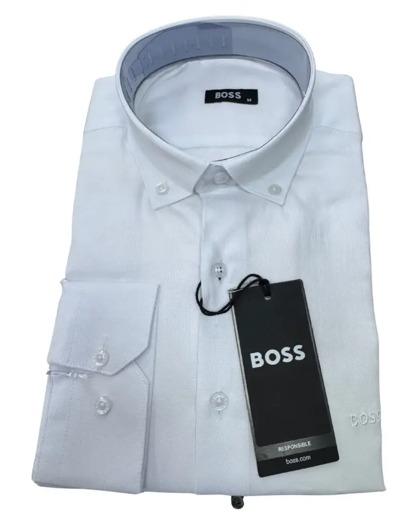 Chemise Homme BOSS Blanche – Col 3 boutonné 8511