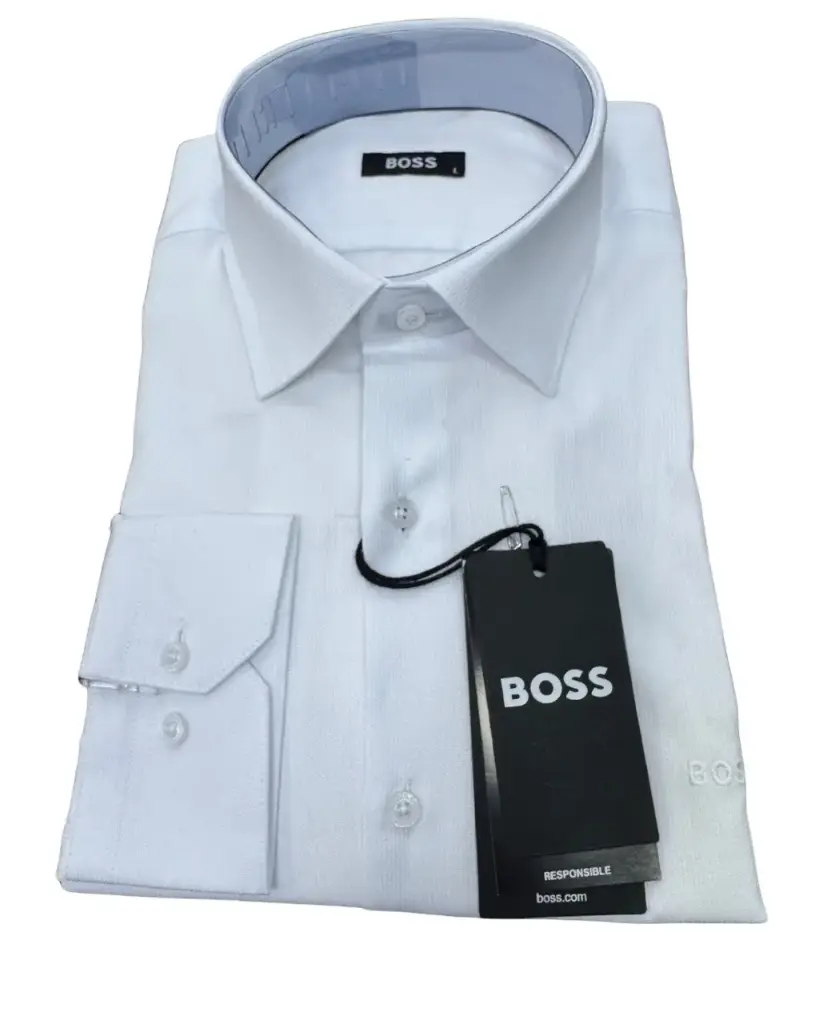قميص رجالي BOSS أبيض – ياقة كلاسيكية 8512