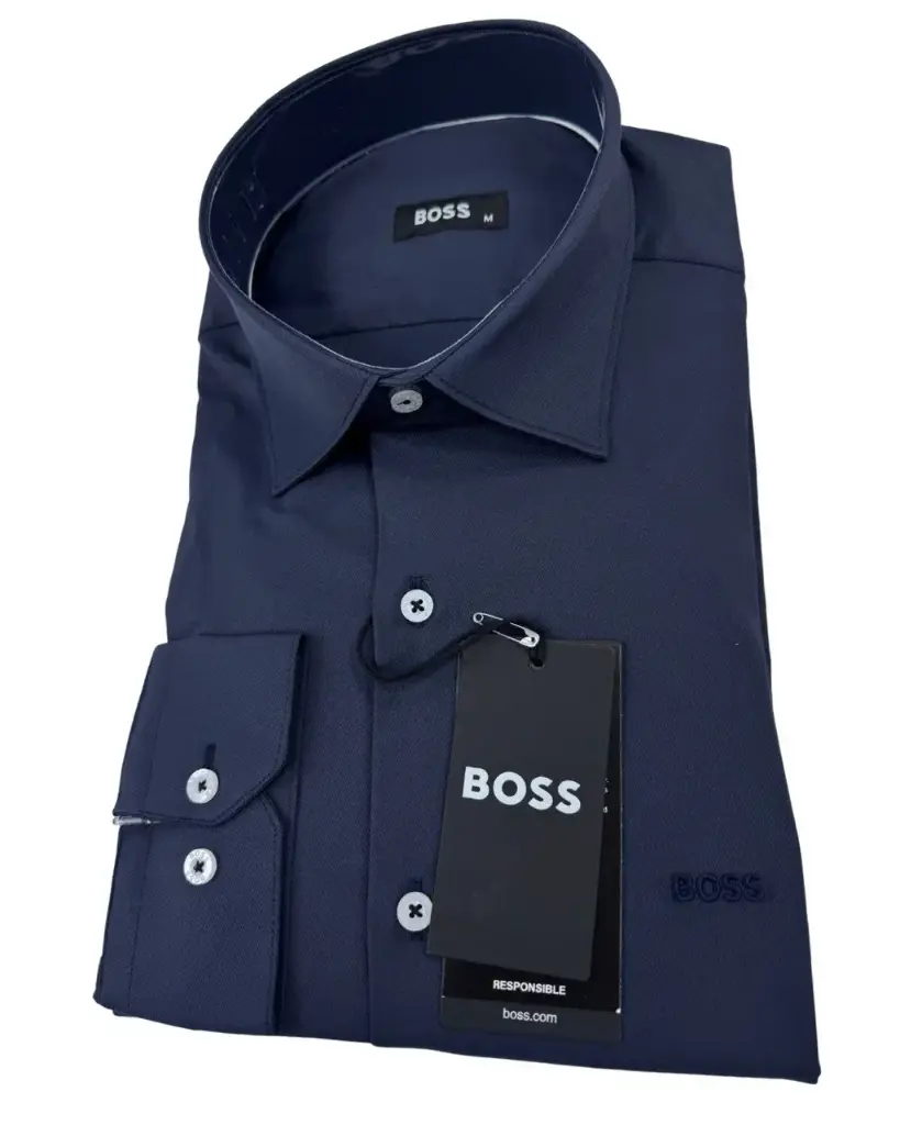 قميص رجالي BOSS أزرق داكن – ياقة كلاسيكية 8515