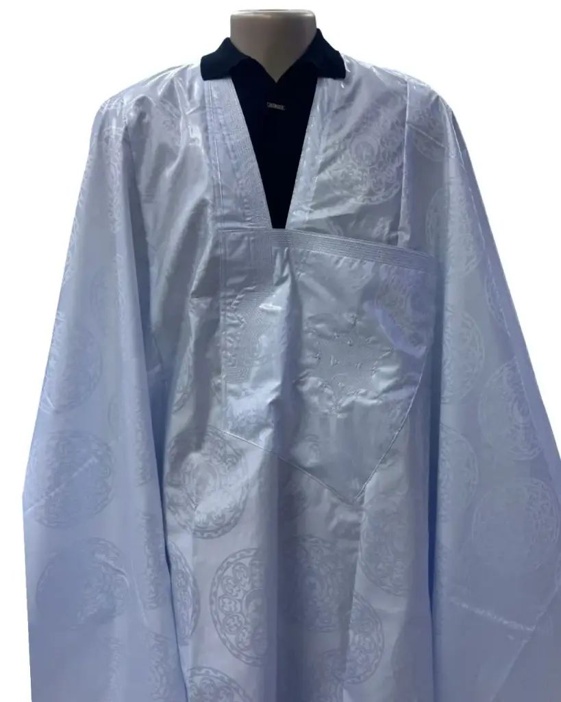 Azbi blanc – boubou 8m avec pantalon simple. 1402