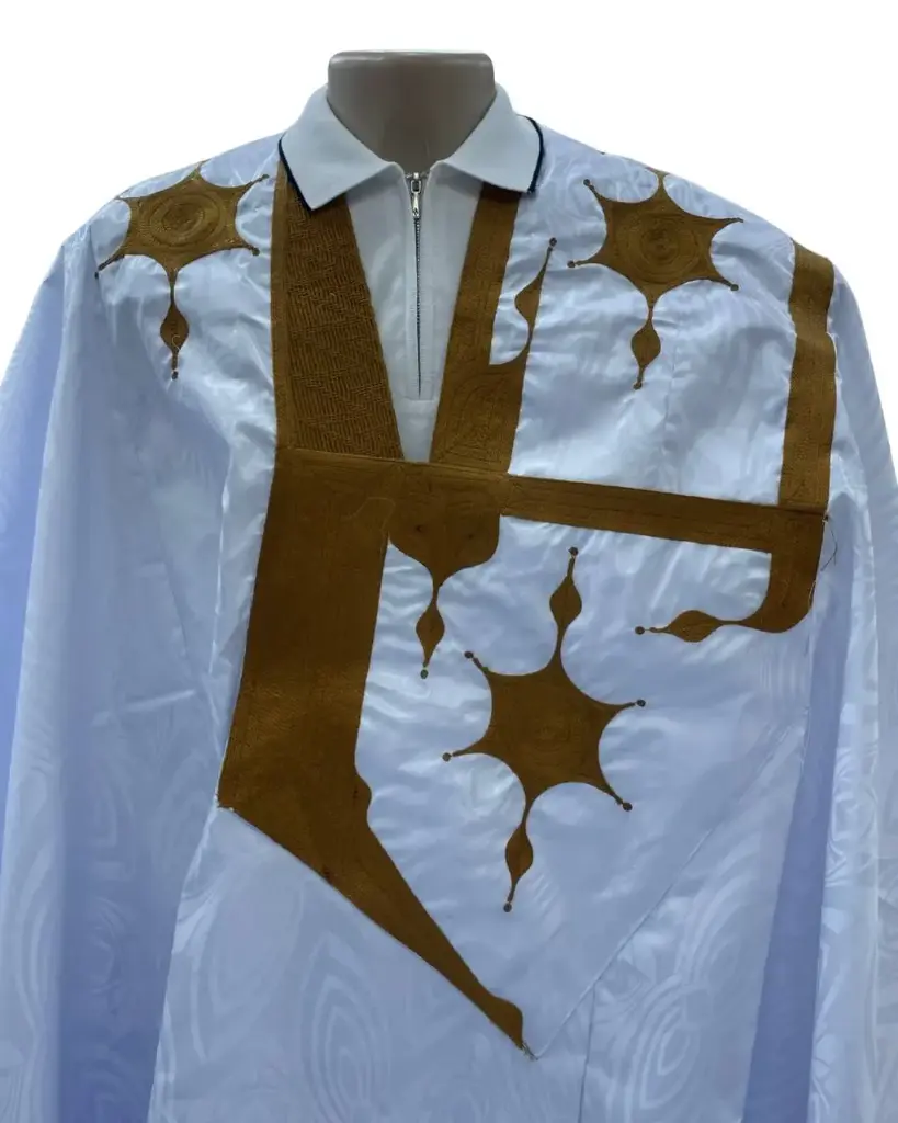 الباشا أبيض دراعة 8م بانتلوه مخيط 3003