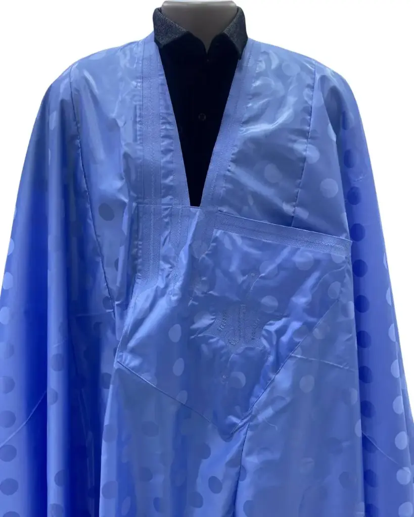  Azbi  bleu éclair  – boubou 8m avec pantalon simple, 1462