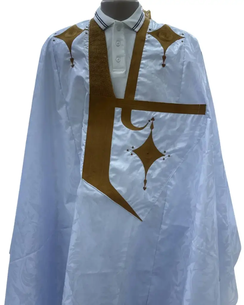   Azbi blanc –boubou 8m avec pantalon lihbail 1054