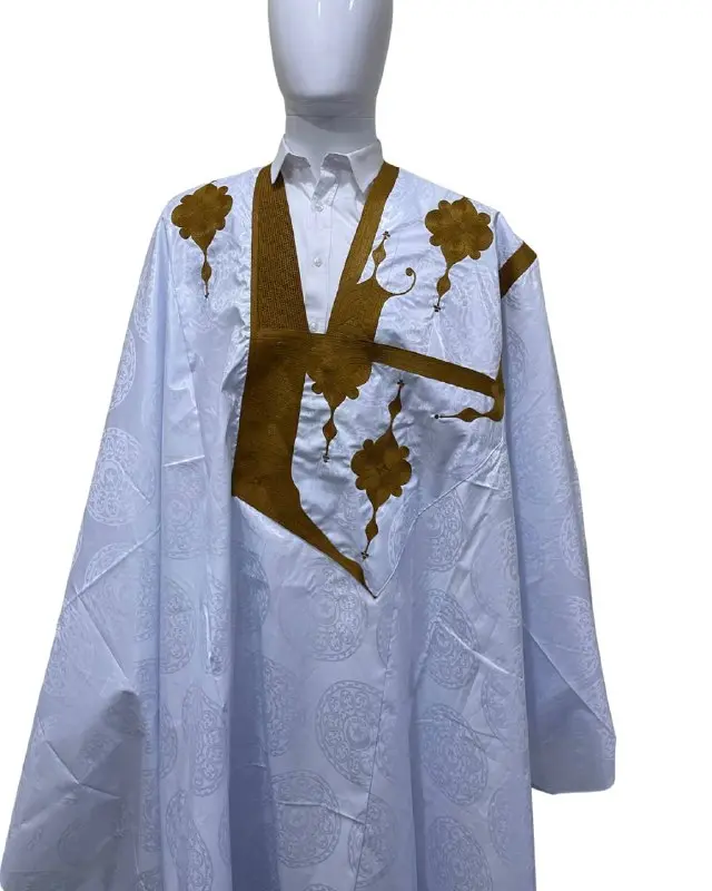 Azbi blanc –boubou 8m avec pantalon 1003