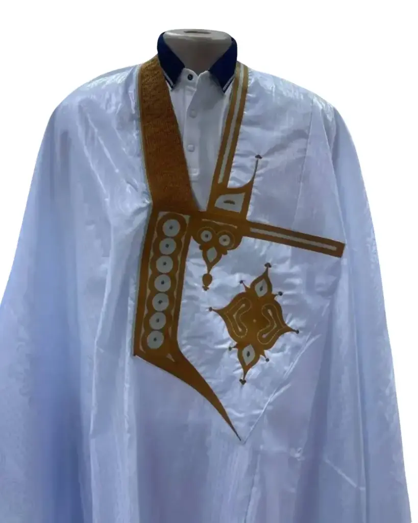 Azbi blanc –boubou 8m avec pantalon design moderne lihbail1053