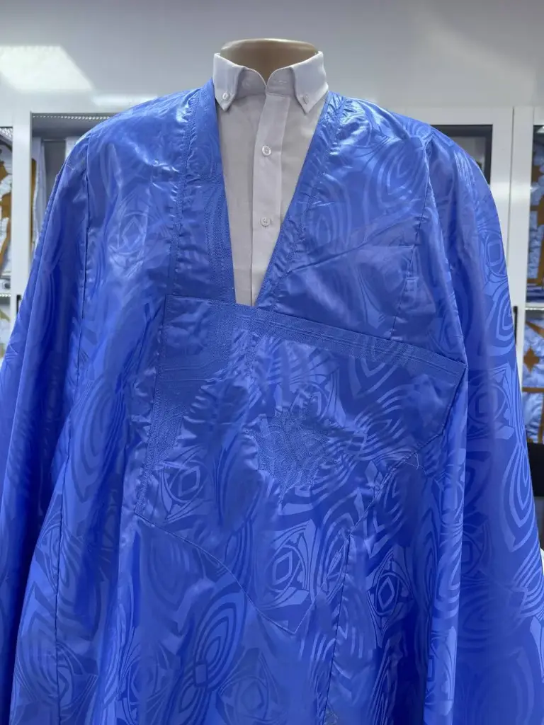  Azbi  bleu fonce  – boubou 8m avec pantalon simple 1483