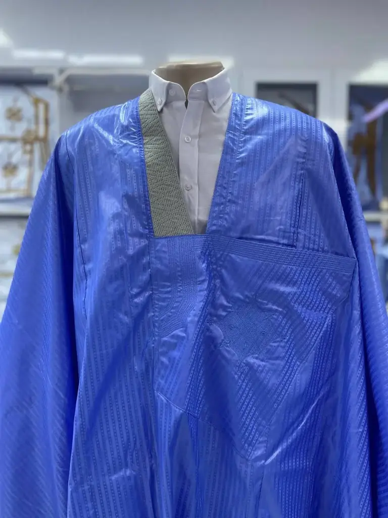 Azbi  bleu fonce  – boubou 8m avec pantalon simple 1487