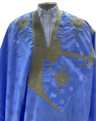 Azbi  bleu éclair  – boubou 8m avec pantalon  1205