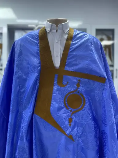 Azbi  bleu fonce  – boubou 8m avec pantalon lhbeyl 1353