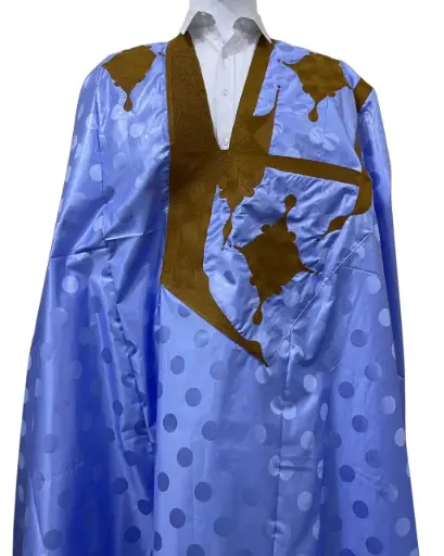 Azbi  bleu éclair  – boubou 8m avec pantalon 1203