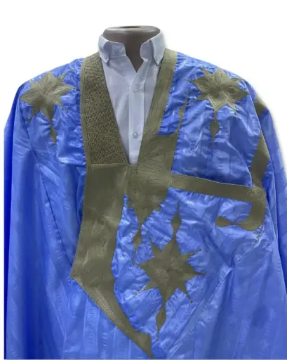 getzner bleu eclair  – boubou 8m avec pantalon 1806