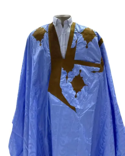 Azbi  bleu éclair  – boubou 8m avec pantalon  1204