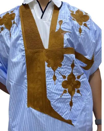 Azbi  bleu ciel  – boubou 8m avec pantalon, 1101