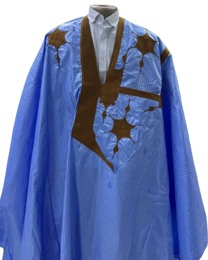 Azbi  bleu éclair  – boubou 10m avec pantalon 1563