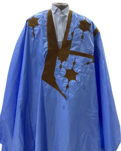 Azbi  bleu éclair  – boubou 10m avec pantalon 1563