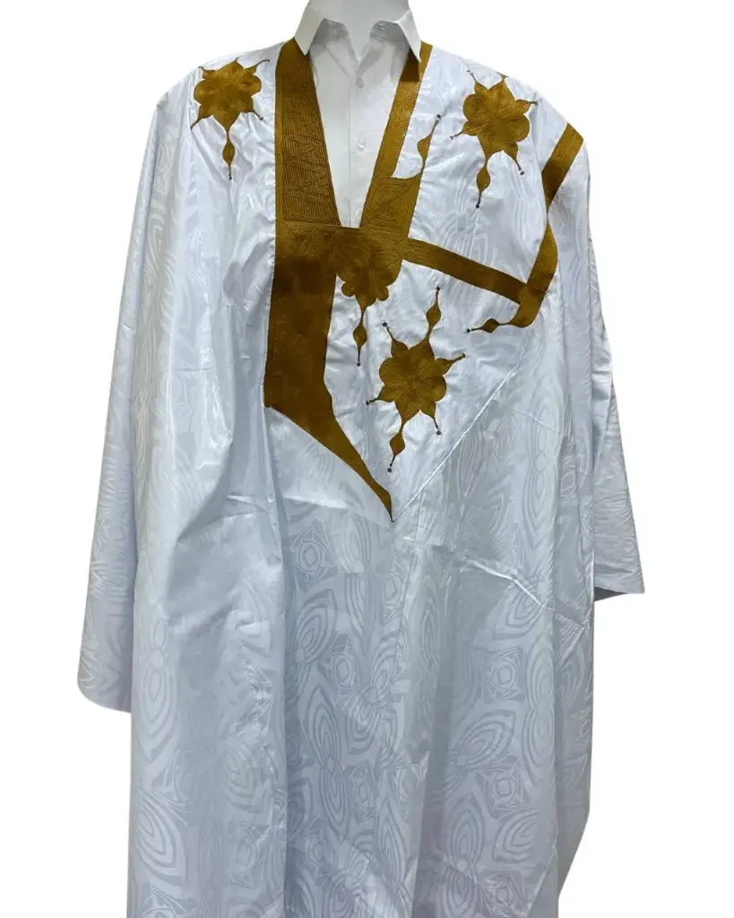 Azbi blanc –boubou 8m avec pantalon 1001 