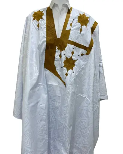 Azbi blanc –boubou 8m avec pantalon 1001 