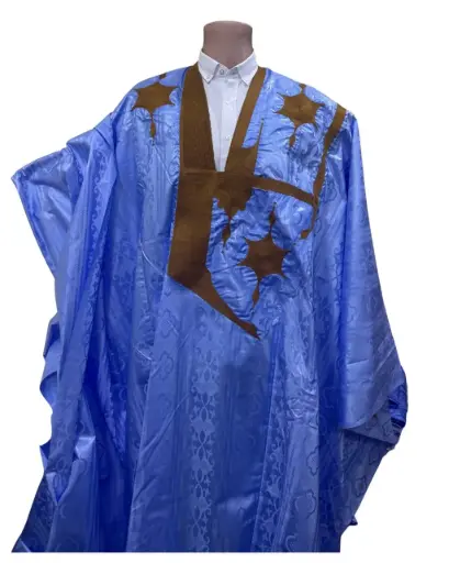 getzner bleu eclair  – boubou 8m avec pantalon 1804  