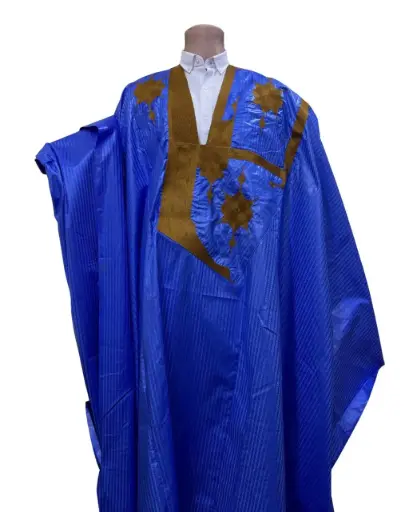 Azbi  bleu fonce  – boubou 8m avec pantalon 1306