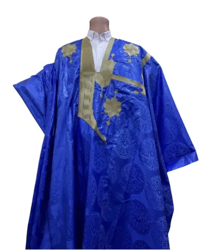 Azbi  bleu fonce  – boubou 8m avec pantalon 1307