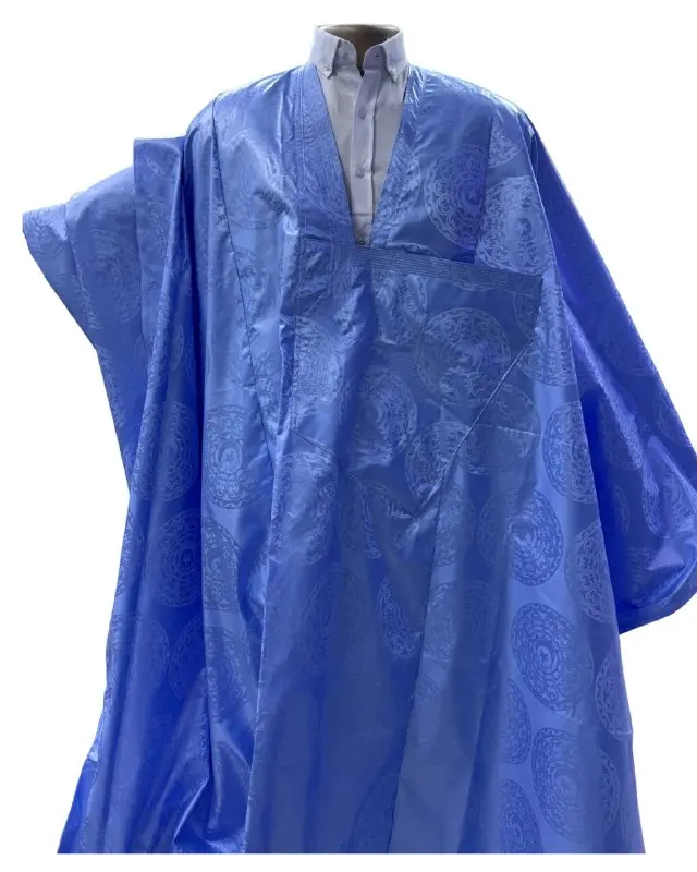 Azbi  bleu éclair  – boubou 8m avec pantalon simple, 1465