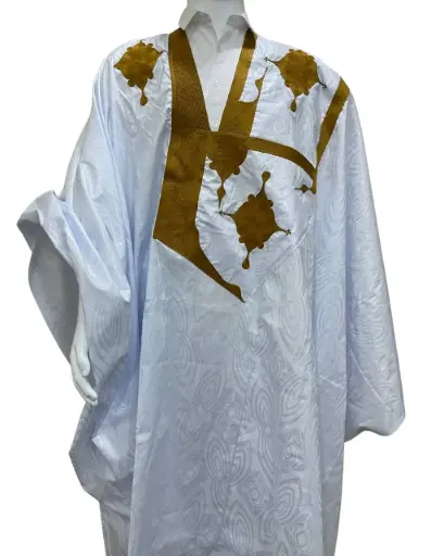 Azbi blanc –boubou 8m avec pantalon 1002