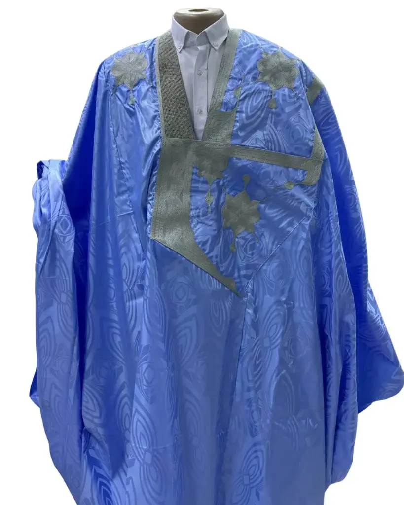 Azbi  bleu éclair  – boubou 8m avec pantalon 1208