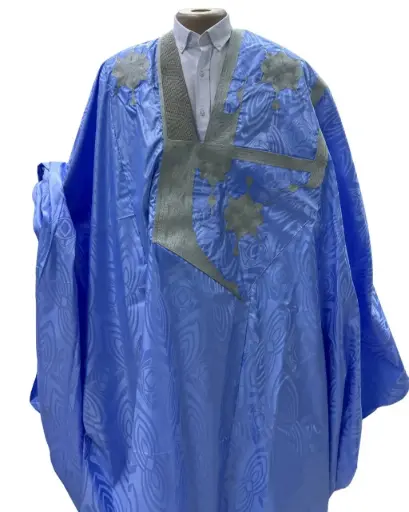 Azbi  bleu éclair  – boubou 8m avec pantalon 1208