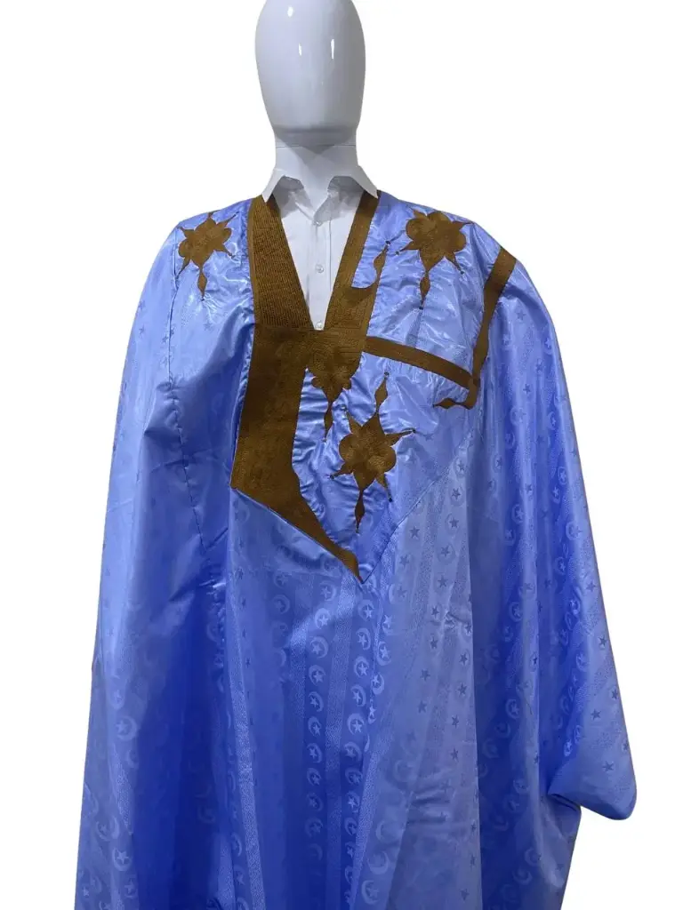 getzner bleu eclair  – boubou 8m avec pantalon 1802