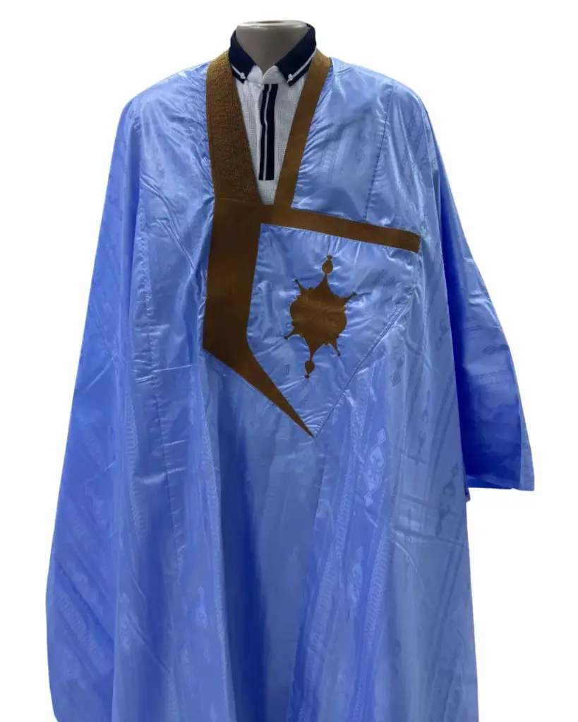 getzner bleu éclair  – boubou 8m avec pantalon lhbeyl 1853