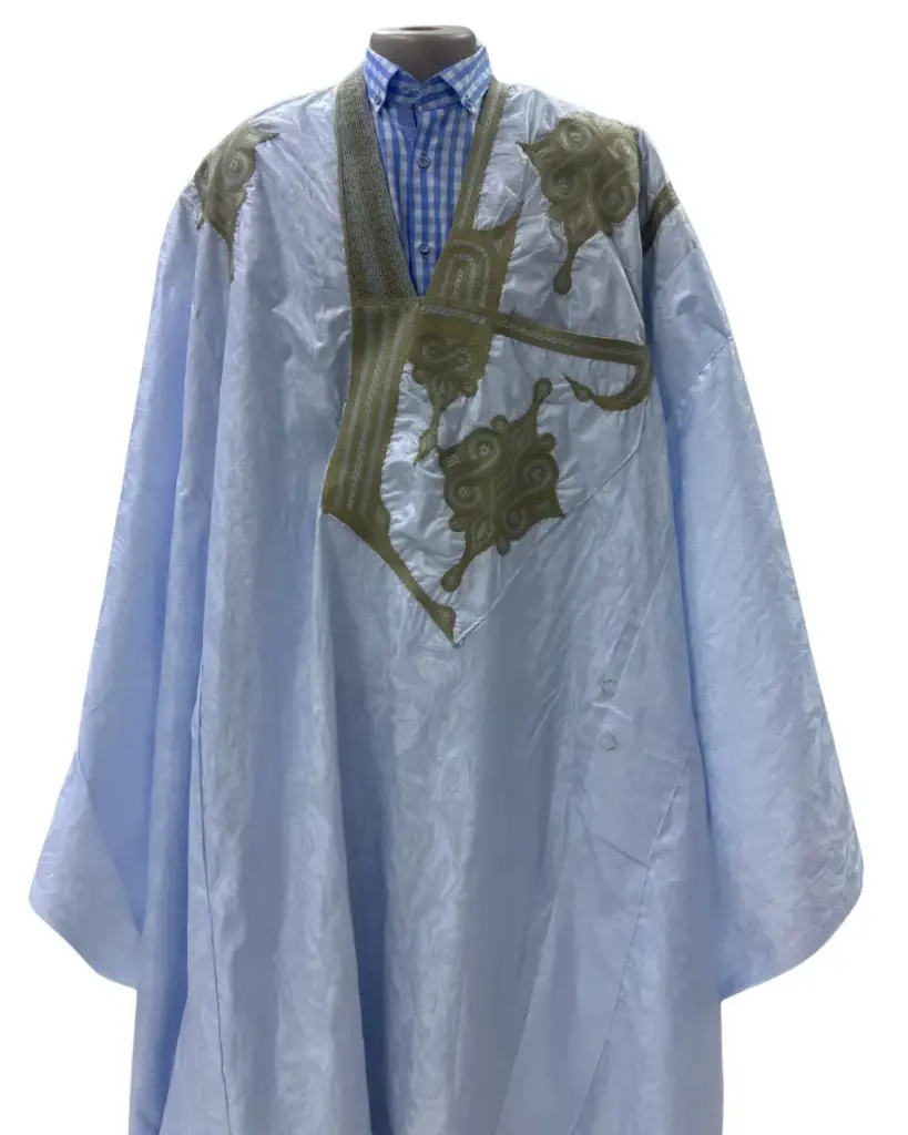 Azbi blanc – boubou 10m avec pantalon , couture faite à la main 1531