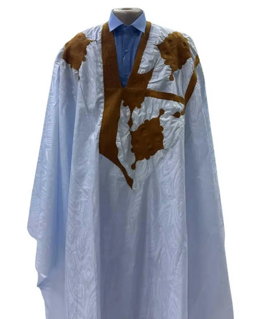 Azbi blanc – boubou 10m avec pantalon , couture faite à la main 1532