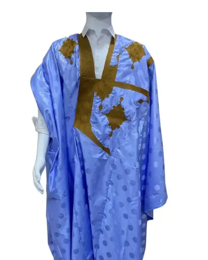 Azbi  bleu éclair  – boubou 8m avec pantalon 1210